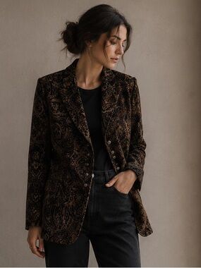 Vintage Paisley Velvet Blazer | Size 14